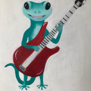 Lizard playing a guitar